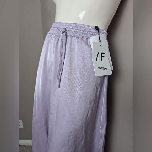Selected Femme Satin Lilac midi skirt Slfaronia XS New - Picture 2 of 7